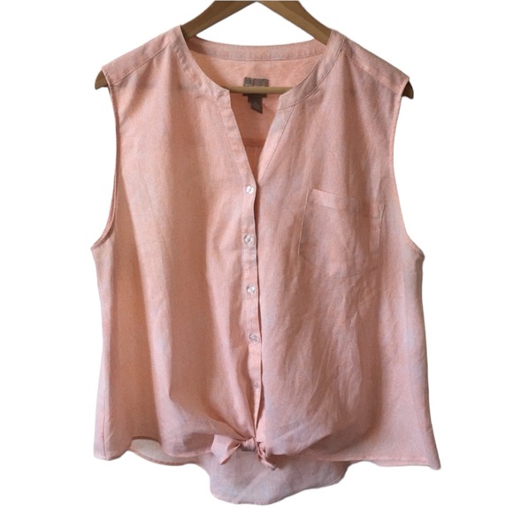 Chico’s Orange Tie Front Blouse Sleeveless - Picture 1 of 6